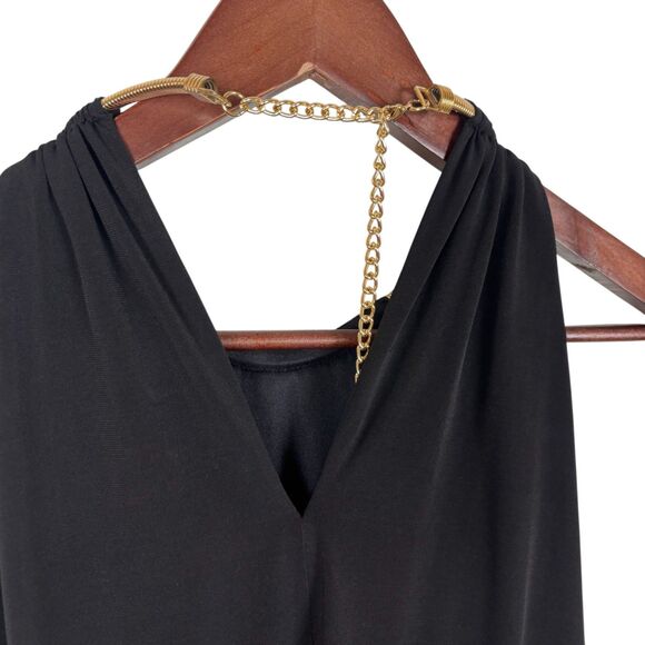 Jessica Simpson Black Gold Halter Chain Neck Tunic Tank Top Women's 2 - Picture 5 of 6